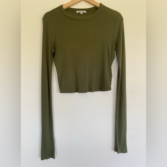 Cotton Citizen Cropped Green Long Sleeve Top size M - Picture 1 of 6